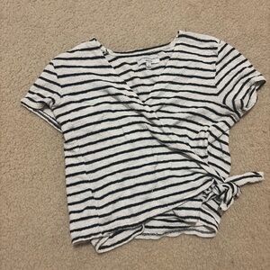Madewell Black and White Striped Wrap Tee